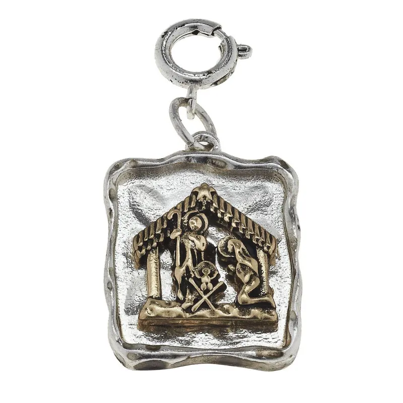 Gold Nativity on Silver Square Charm sold by Charming Charlie