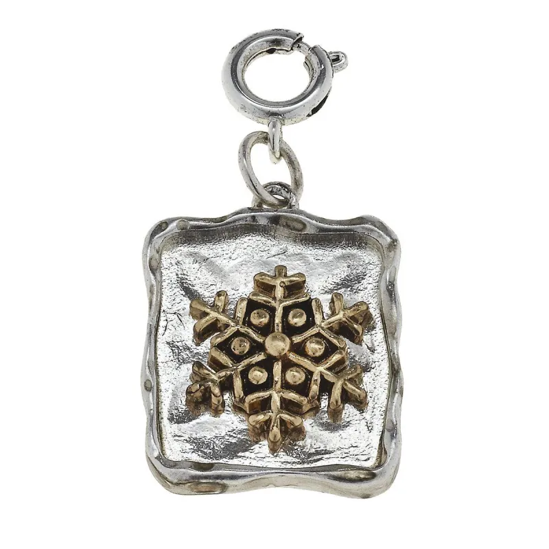 Gold Snowflake on Silver Square Charm sold by Charming Charlie