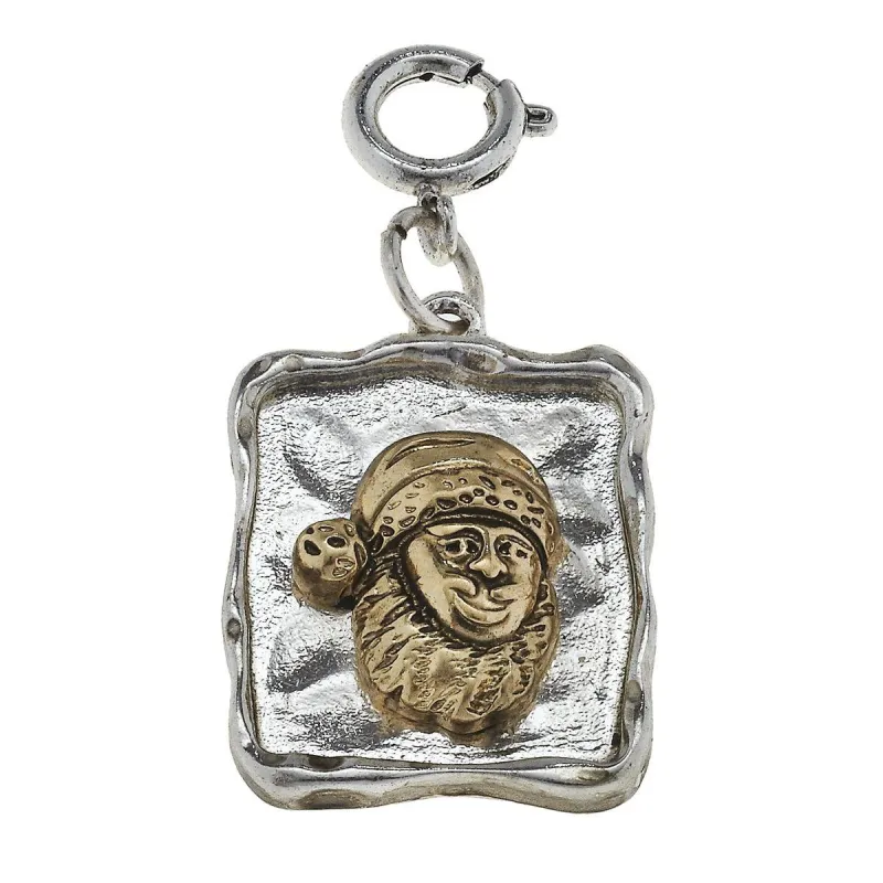 Gold Santa on Silver Square Charm sold by Charming Charlie