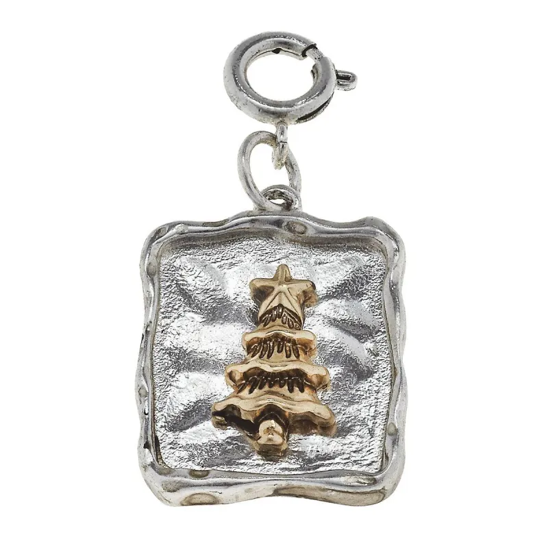 Gold Tree on Silver Square Charm sold by Charming Charlie