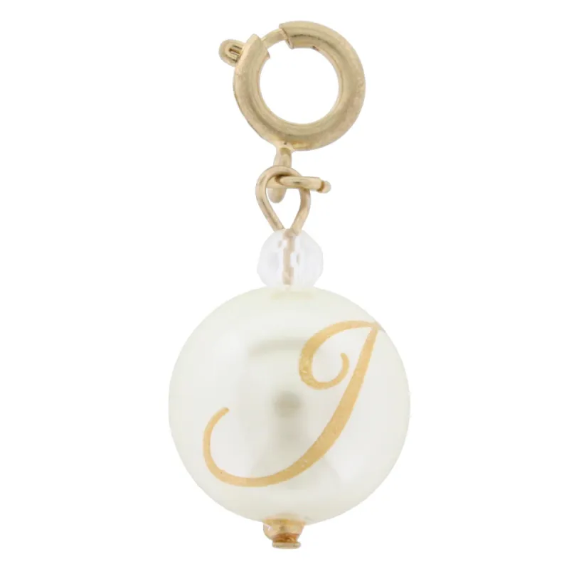 Faceted Pearl J Initial Charm sold by Charming Charlie