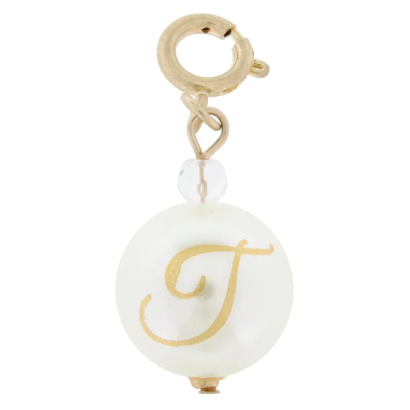Faceted Pearl T Initial Charm sold by Charming Charlie
