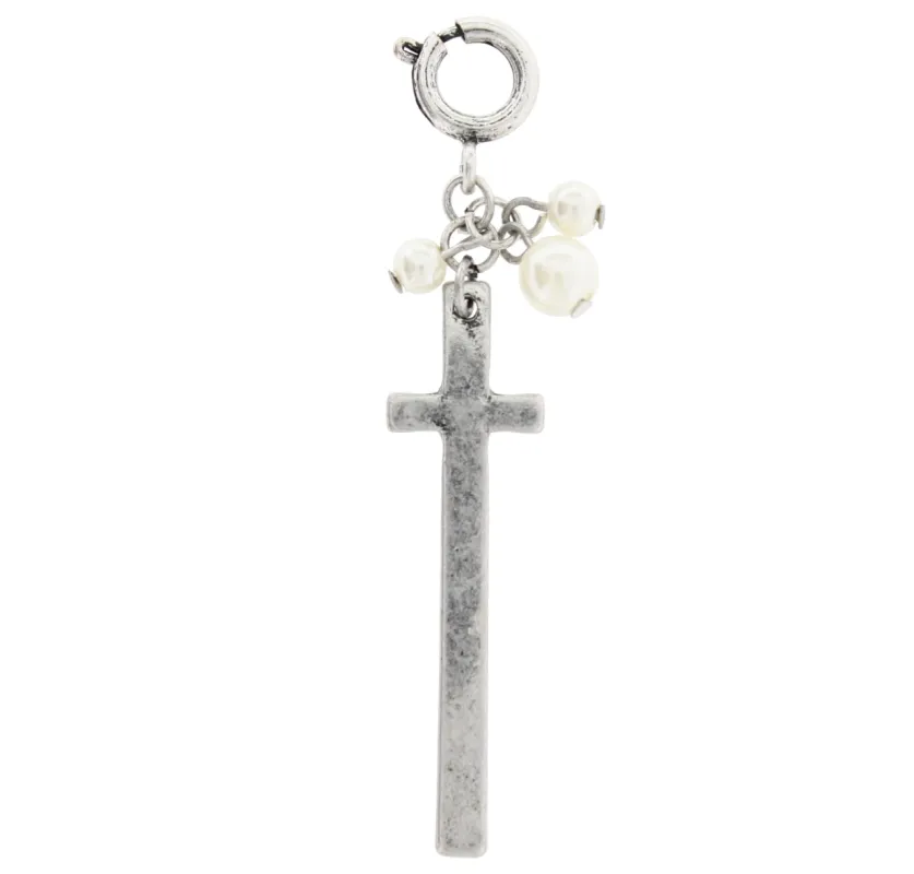 Silver Cross with Pearl Accents Charm sold by Charming Charlie