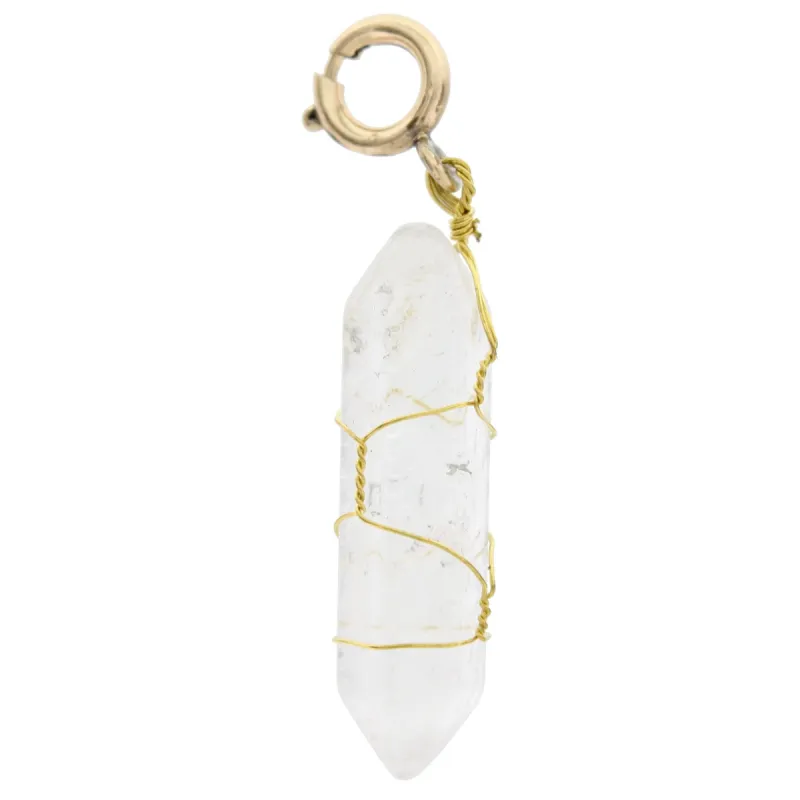Gold Wire Wrapped Clear Crystal Stone Charm sold by Charming Charlie