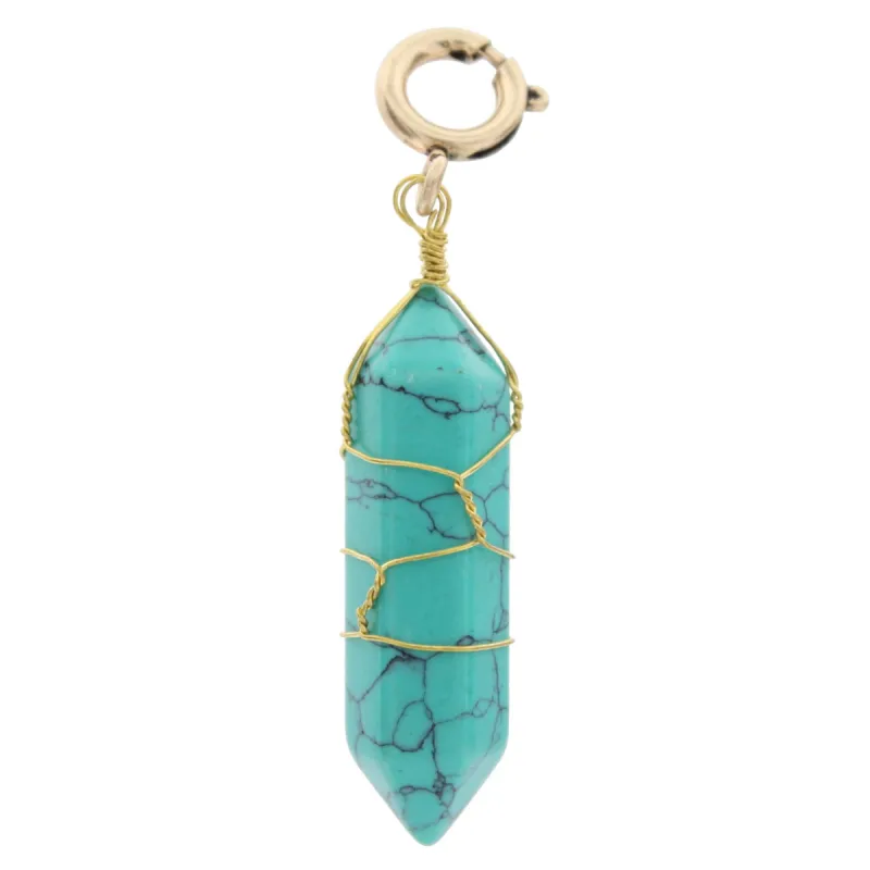 Gold Wire Wrapped Turquoise Stone Charm sold by Charming Charlie