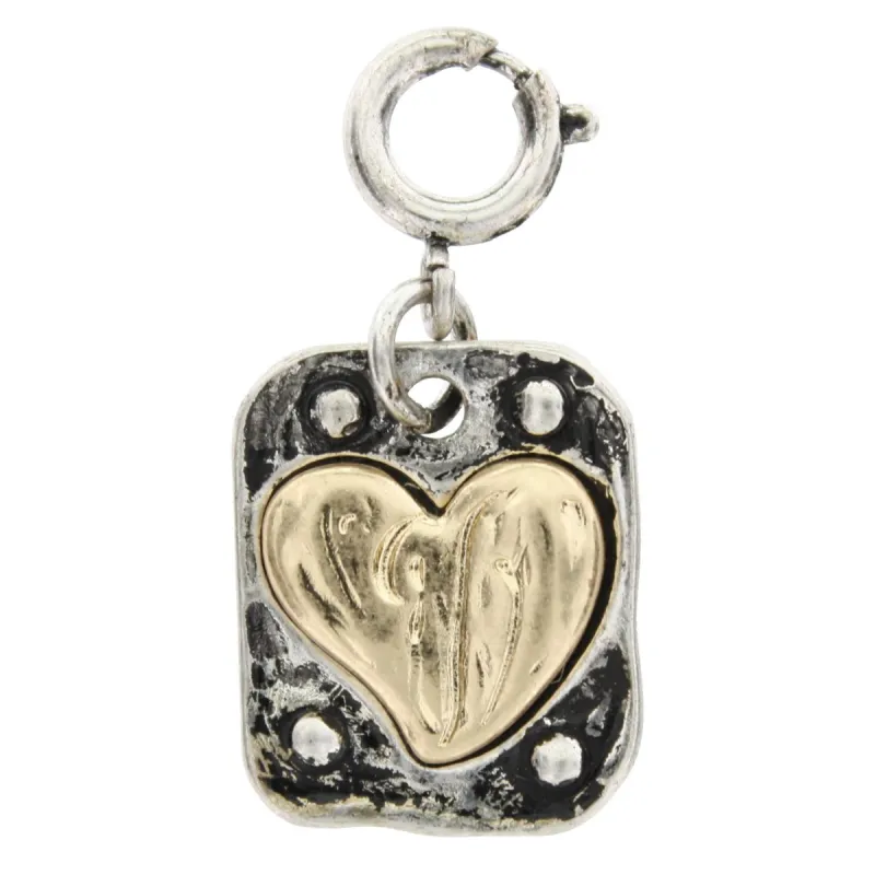 2-Tone Gold Heart On Silver Square Charm sold by Charming Charlie