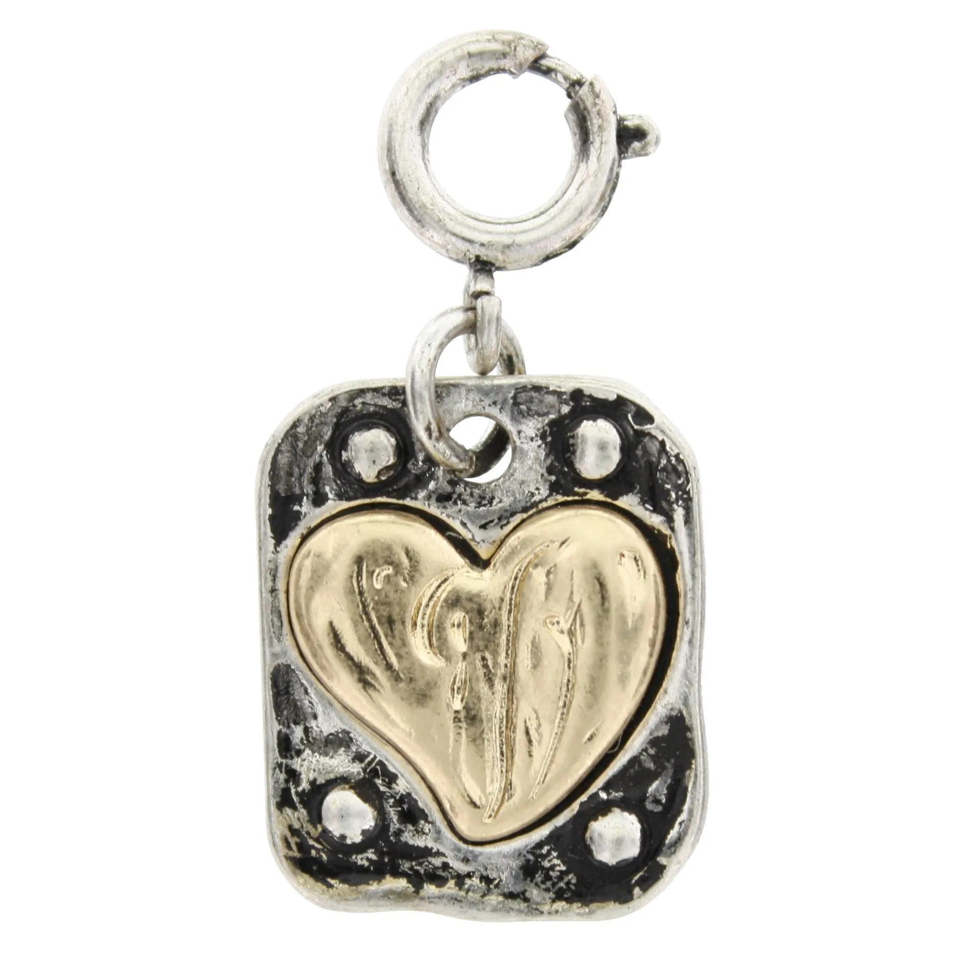 2-Tone Gold Heart On Silver Square Charm sold by Charming Charlie
