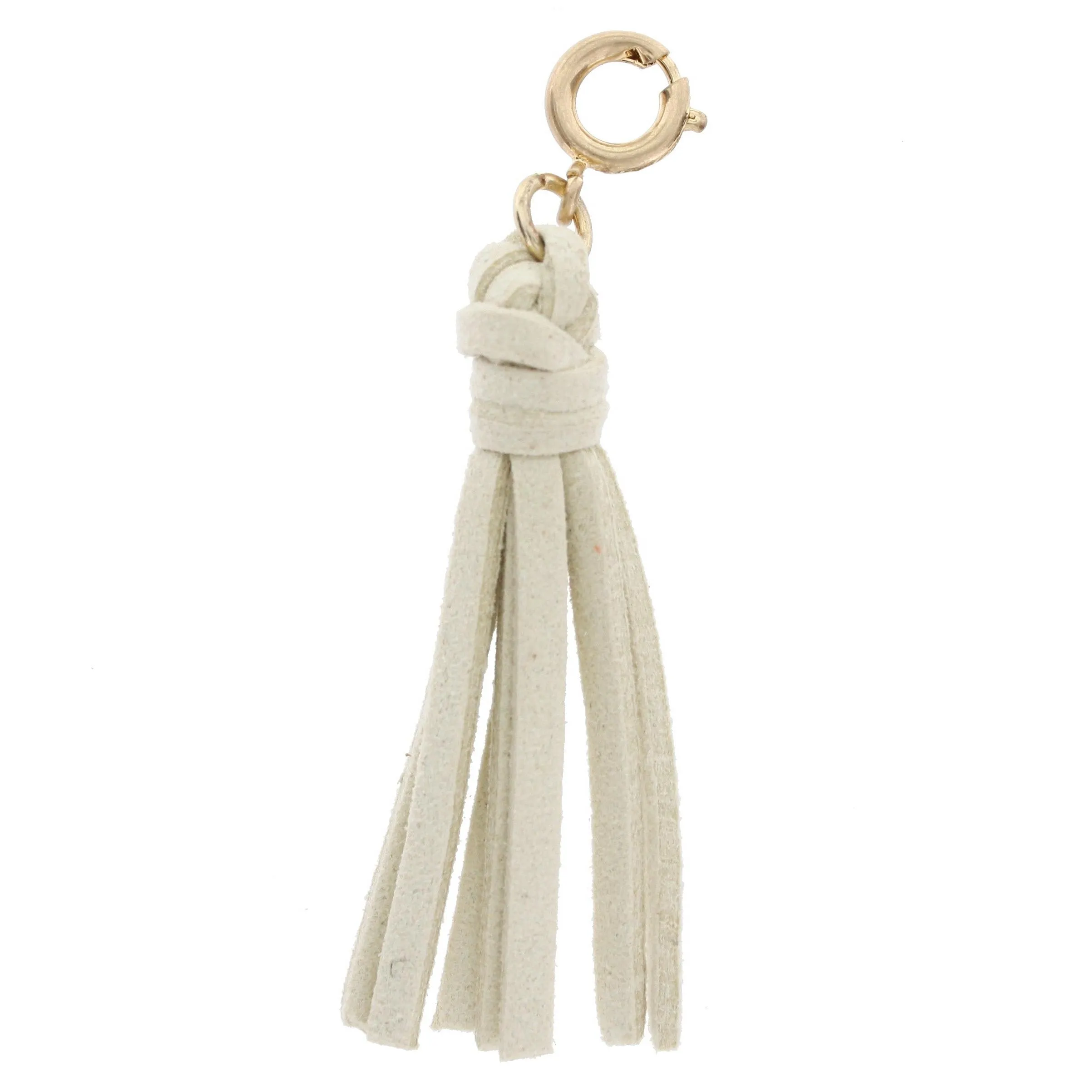 White Leather Tassel Charm sold by Charming Charlie