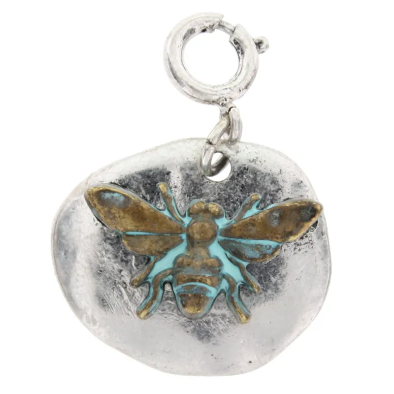 Patina Brushed Bee on Silver Plate Charm sold by Charming Charlie