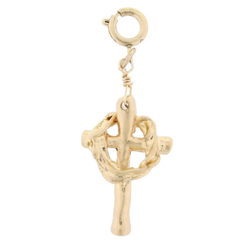 Gold 3D Cross and Crown Of Thorns Charm sold by Charming Charlie
