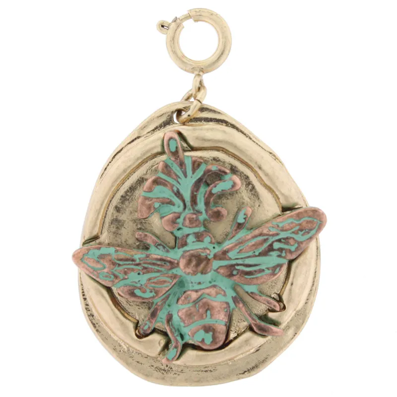 2-Tone Patina Brushed Bee at Flower Charm sold by Charming Charlie