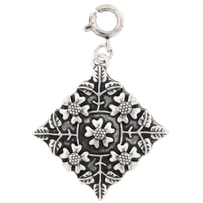 Silver Flower 4-sided Charm sold by Charming Charlie