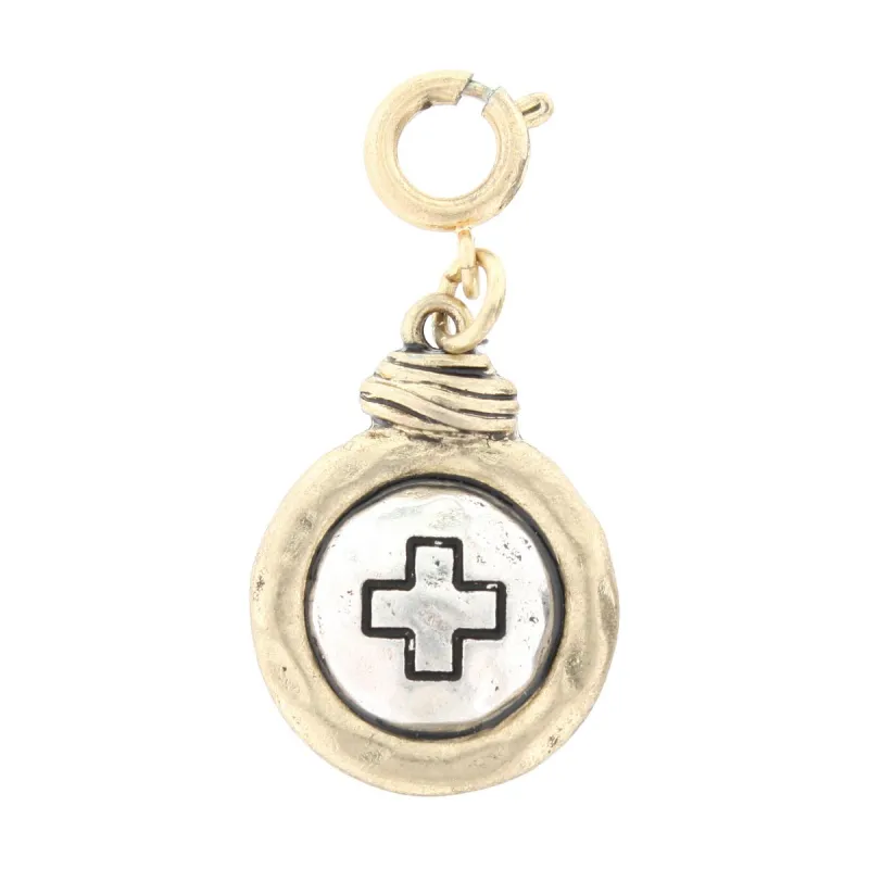 2-Tone Silver Cross On Gold Disk Charm sold by Charming Charlie
