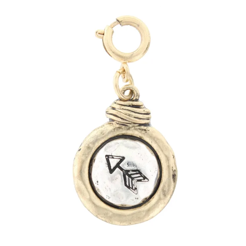 2-Tone Silver Arrow On Gold Disk Charm sold by Charming Charlie