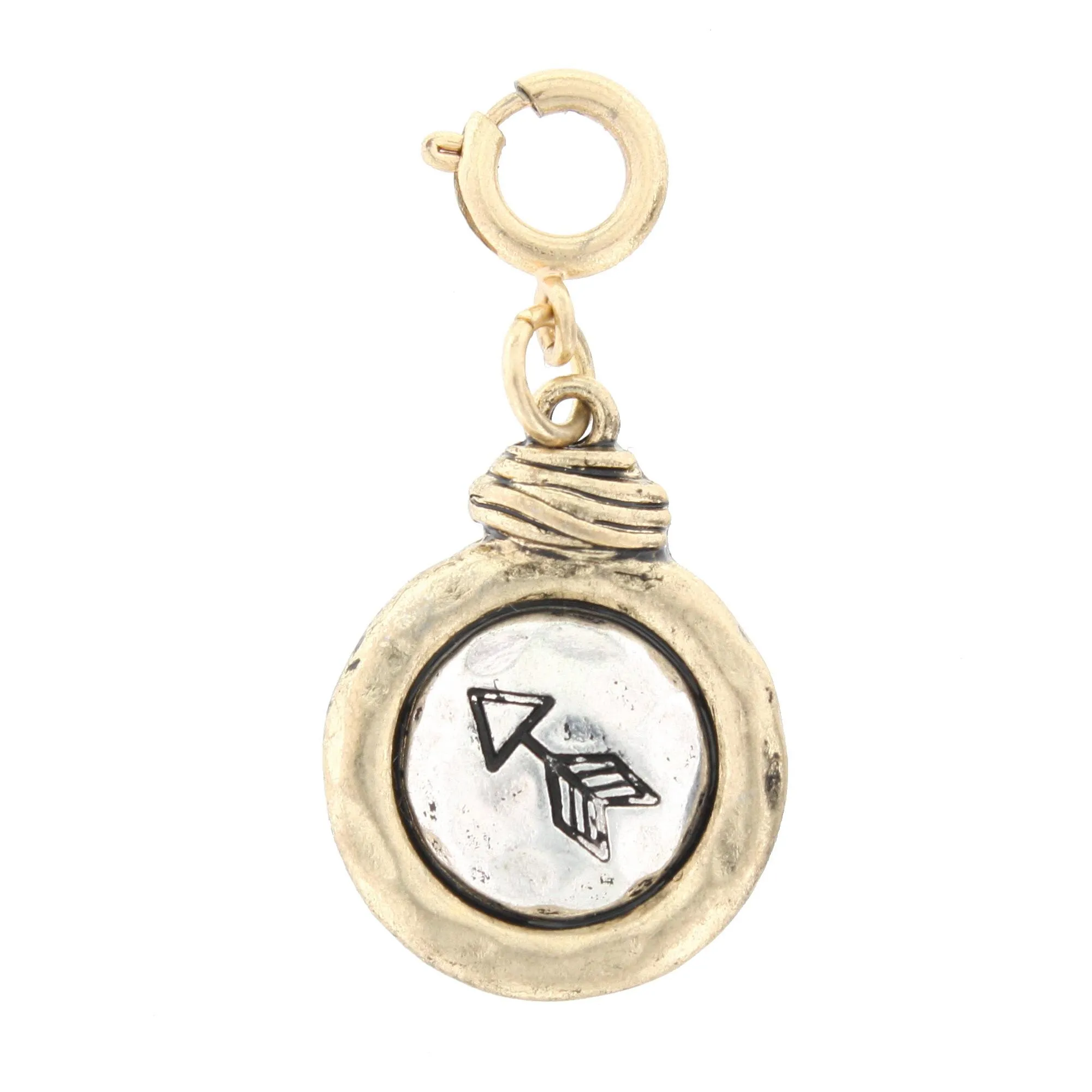 2-Tone Silver Arrow On Gold Disk Charm sold by Charming Charlie