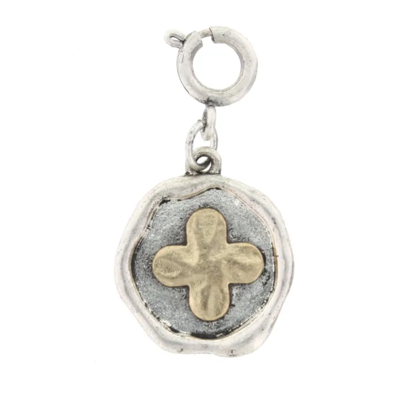 Gold Quatrefoil On Silver Disk Charm sold by Charming Charlie