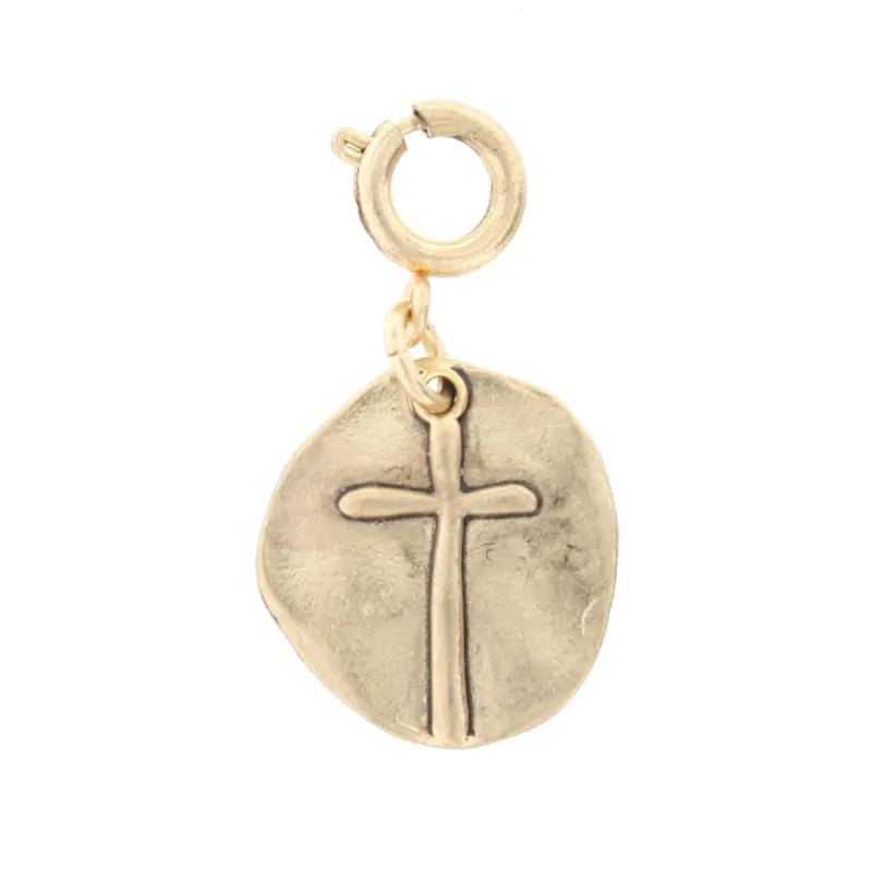 Gold Raised Cross On Gold Disk Charm sold by Charming Charlie