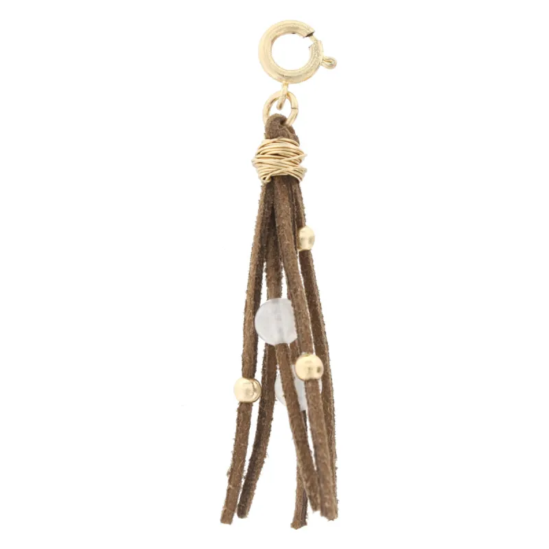 Leather Tassel with Clear Beading Charm sold by Charming Charlie