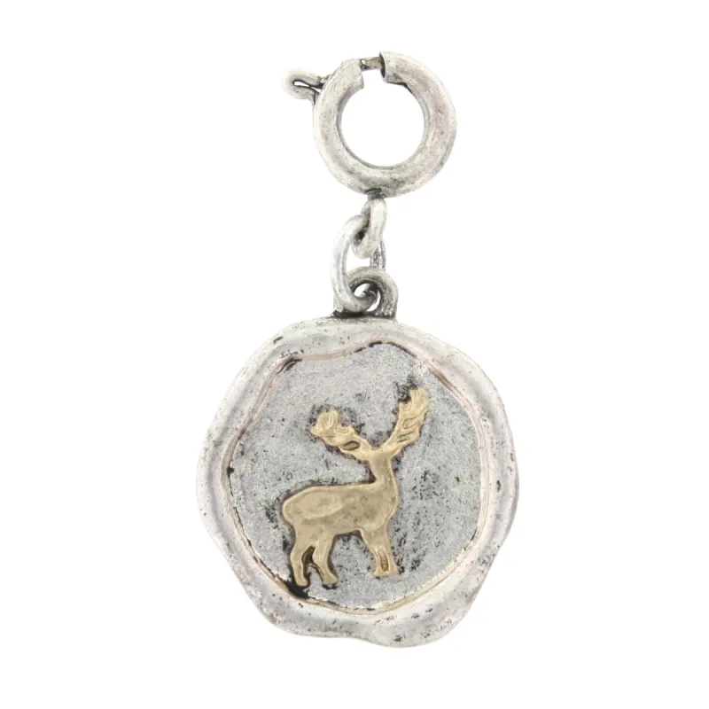 Gold Deer On Silver Disk Charm sold by Charming Charlie