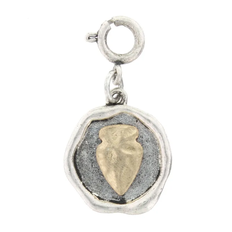Gold Arrowhead On Silver Disk Charm sold by Charming Charlie
