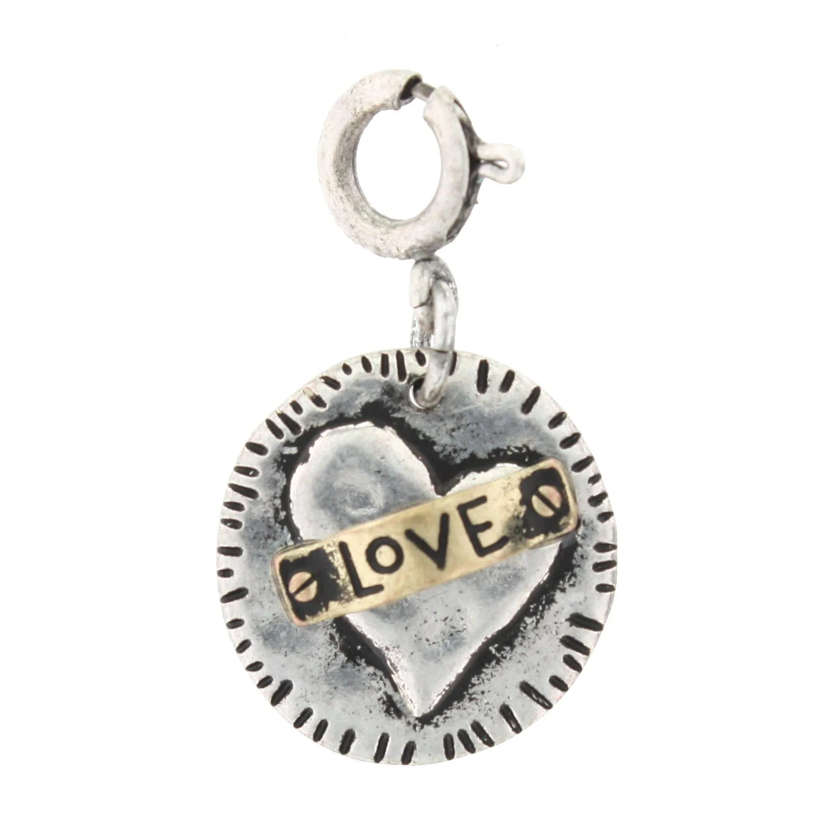 Gold Love On Silver Heart Charm sold by Charming Charlie