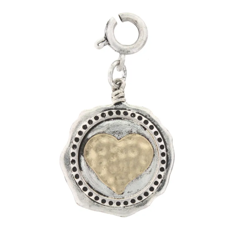Gold Heart On Silver Circle Charm sold by Charming Charlie
