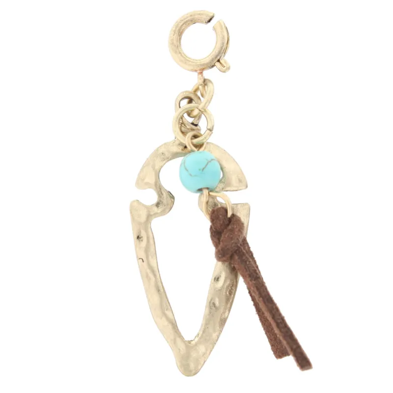 Gold Arrowhead with Turquoise Bead And Leather Tassel Charm sold by Charming Charlie