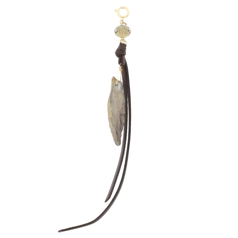 Metallic Quartz with Dark Brown Leather Tassel Charm sold by Charming Charlie