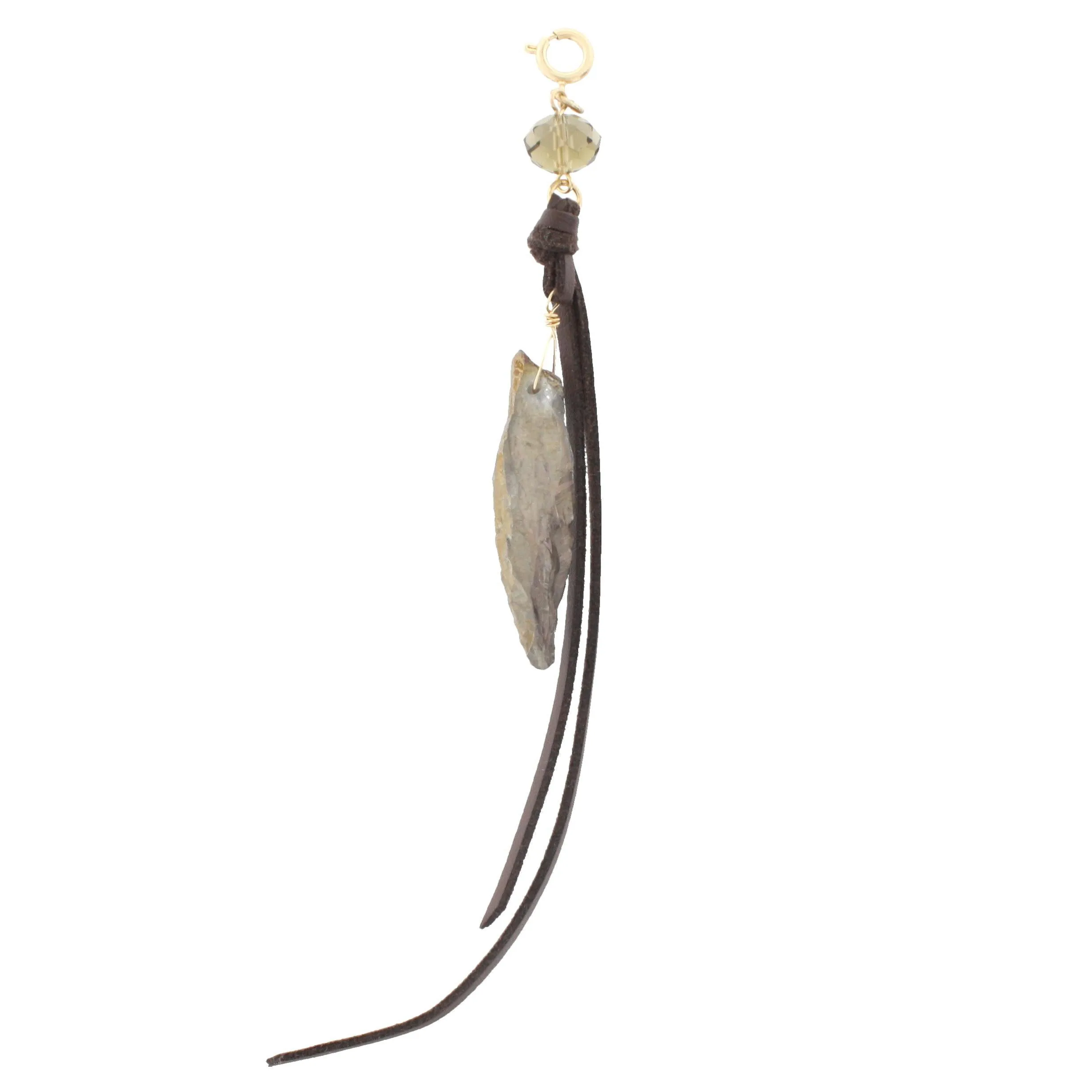 Metallic Quartz with Dark Brown Leather Tassel Charm sold by Charming Charlie