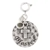 Silver "Blessed" Stamped Charm with Black Diamond Dangle sold by Charming Charlie