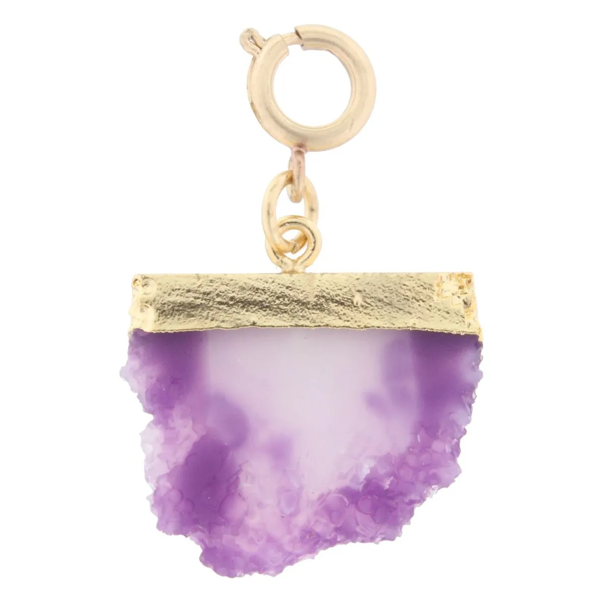 Purple and White Free Form Charm with Gold Electroplated Top sold by Charming Charlie
