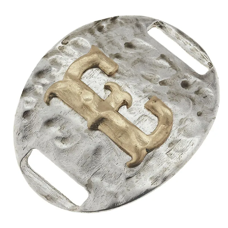 Antique Gold/Silver Large Bracelet E Initial Slide sold by Charming Charlie