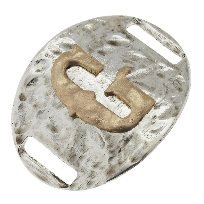Antique Gold/Silver Large Bracelet G Initial Slide sold by Charming Charlie