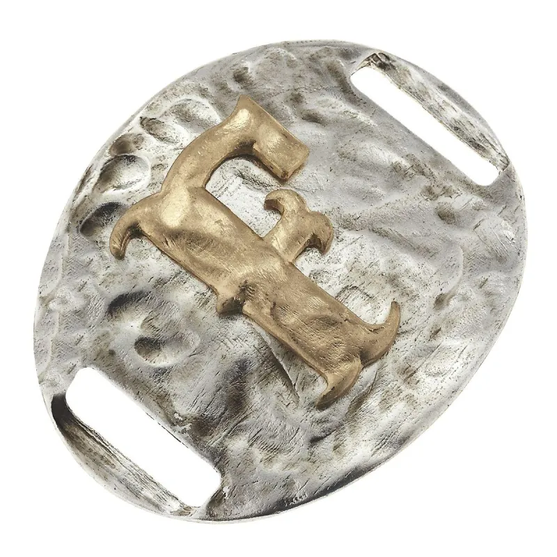 Antique Gold/Silver Large Bracelet F Initial Slide sold by Charming Charlie