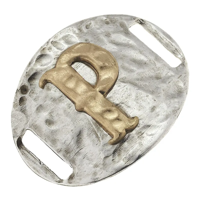 Antique Gold/Silver Large Bracelet P Initial Slide sold by Charming Charlie