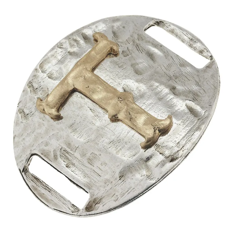 Antique Gold/Silver Large Bracelet T Initial Slide sold by Charming Charlie