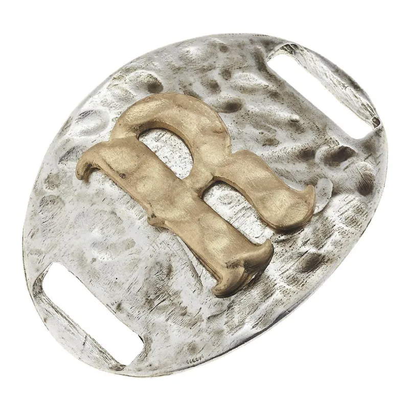 Antique Gold/Silver Large Bracelet R Initial Slide sold by Charming Charlie