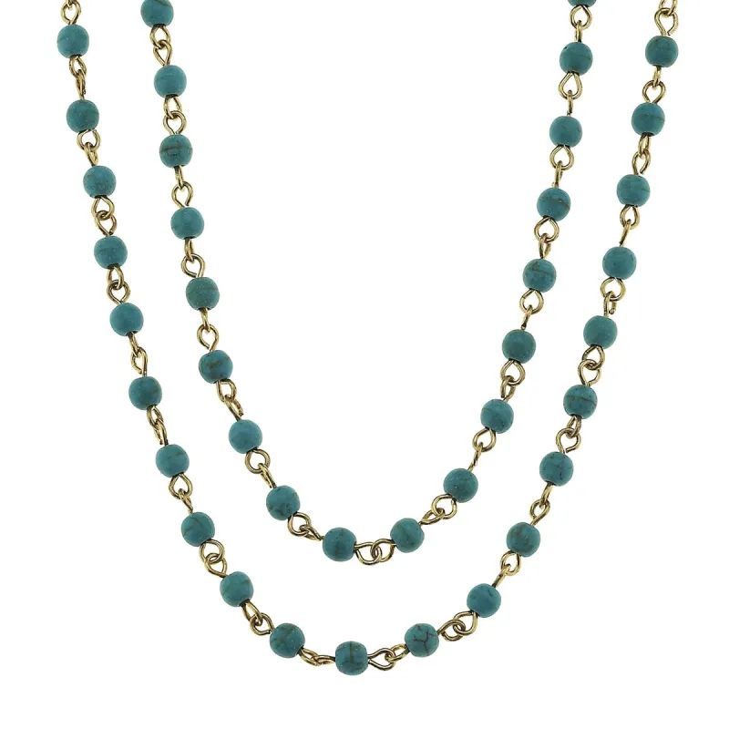 Antique Gold and Turquoise Linked Necklace sold by Charming Charlie