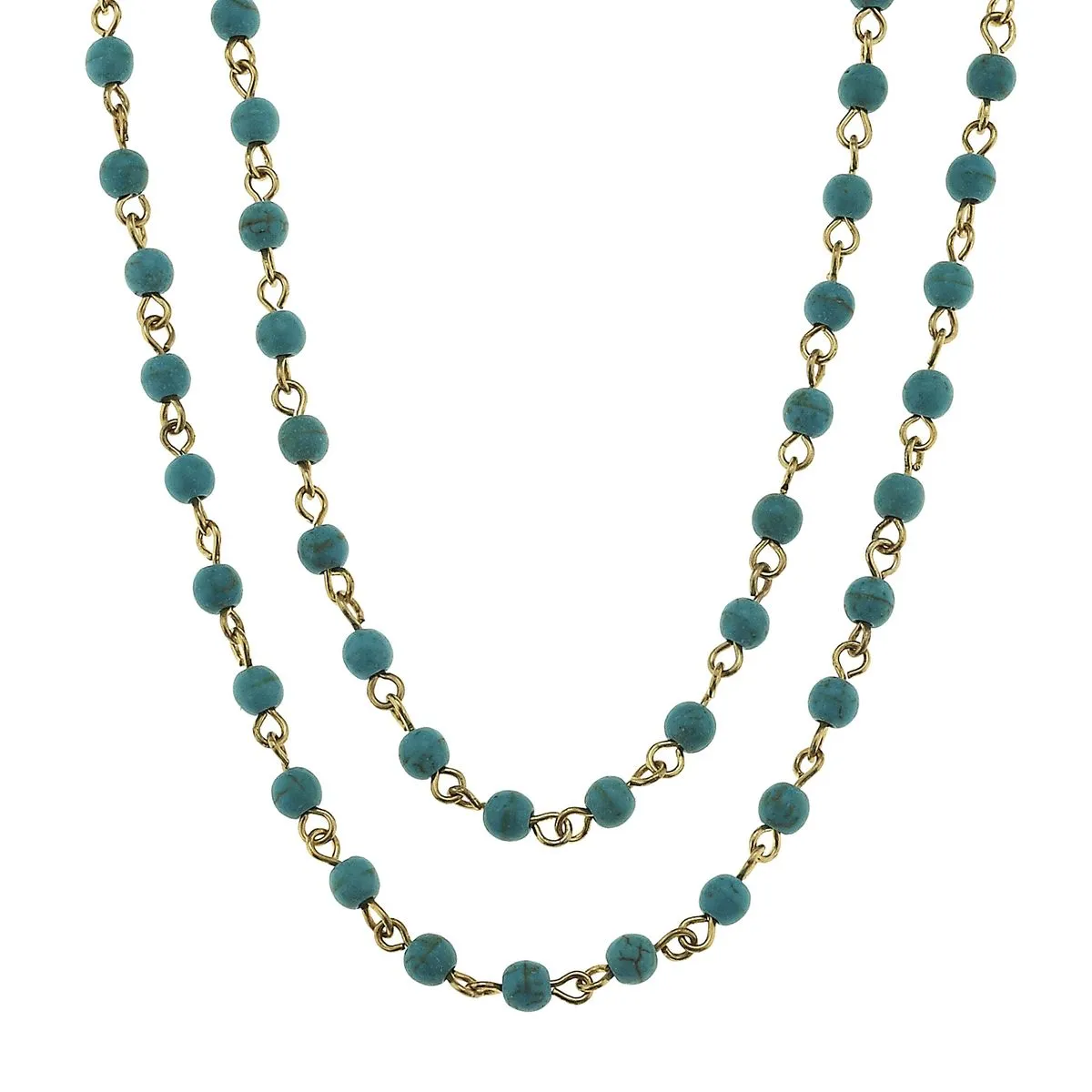 Antique Gold and Turquoise Linked Necklace sold by Charming Charlie