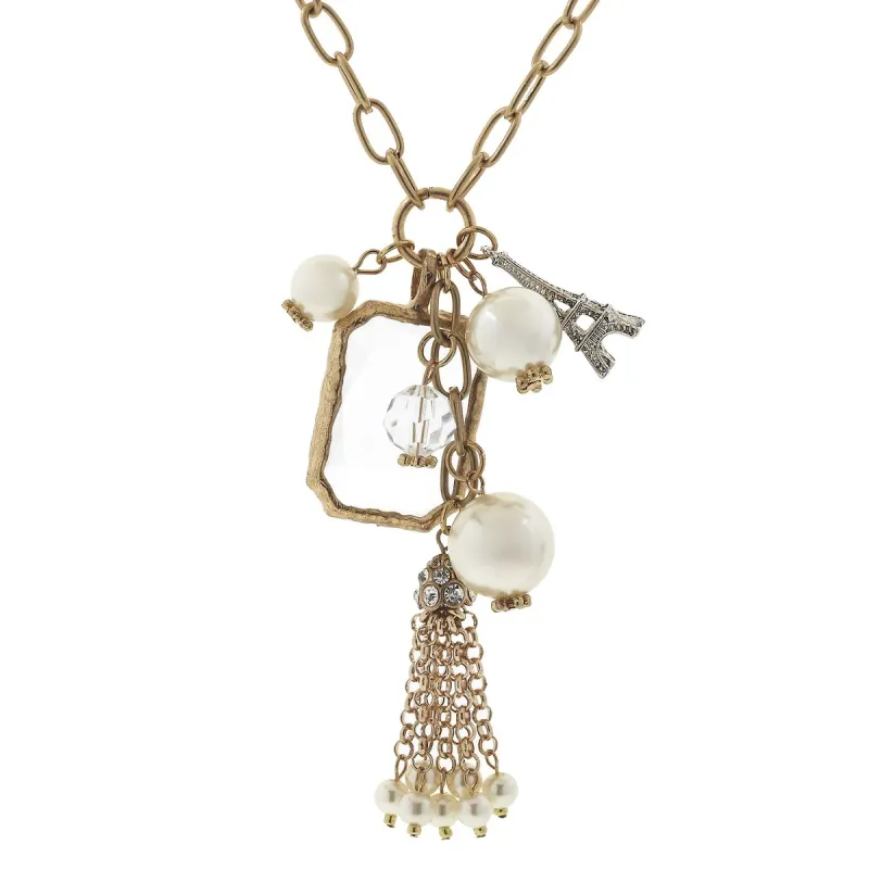 Chandelier and Charm Tassel Necklace - Eiffel Tower sold by Charming Charlie