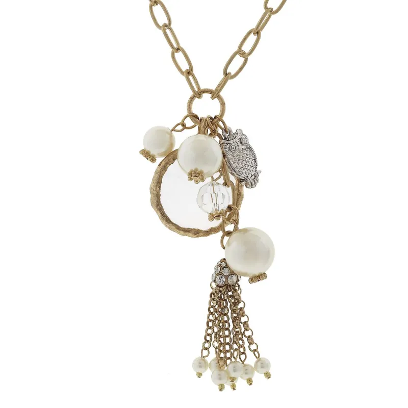 Chandelier and Charm Tassel Necklace - Owl sold by Charming Charlie