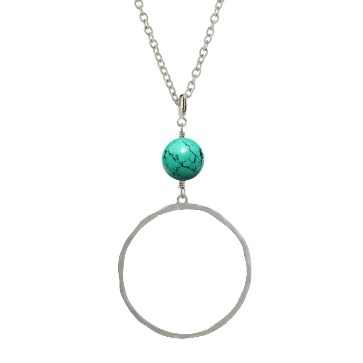 Silver Big Ring Necklace with Turquoise Stone sold by Charming Charlie