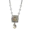 18" Silver Chain Necklace with Crystal Accents with Square Anchor Icon Piece and Charm Cluster, 3" Ext. sold by Charming Charlie