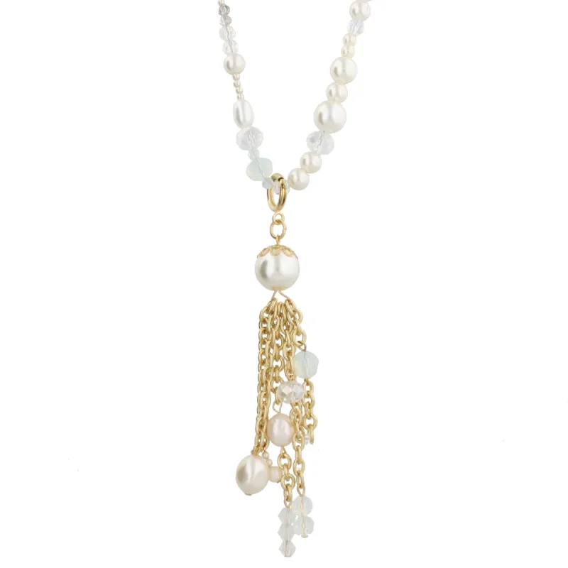 36" Gold and Pearl Necklace with Pearl Dangle Interchangeable Charm sold by Charming Charlie