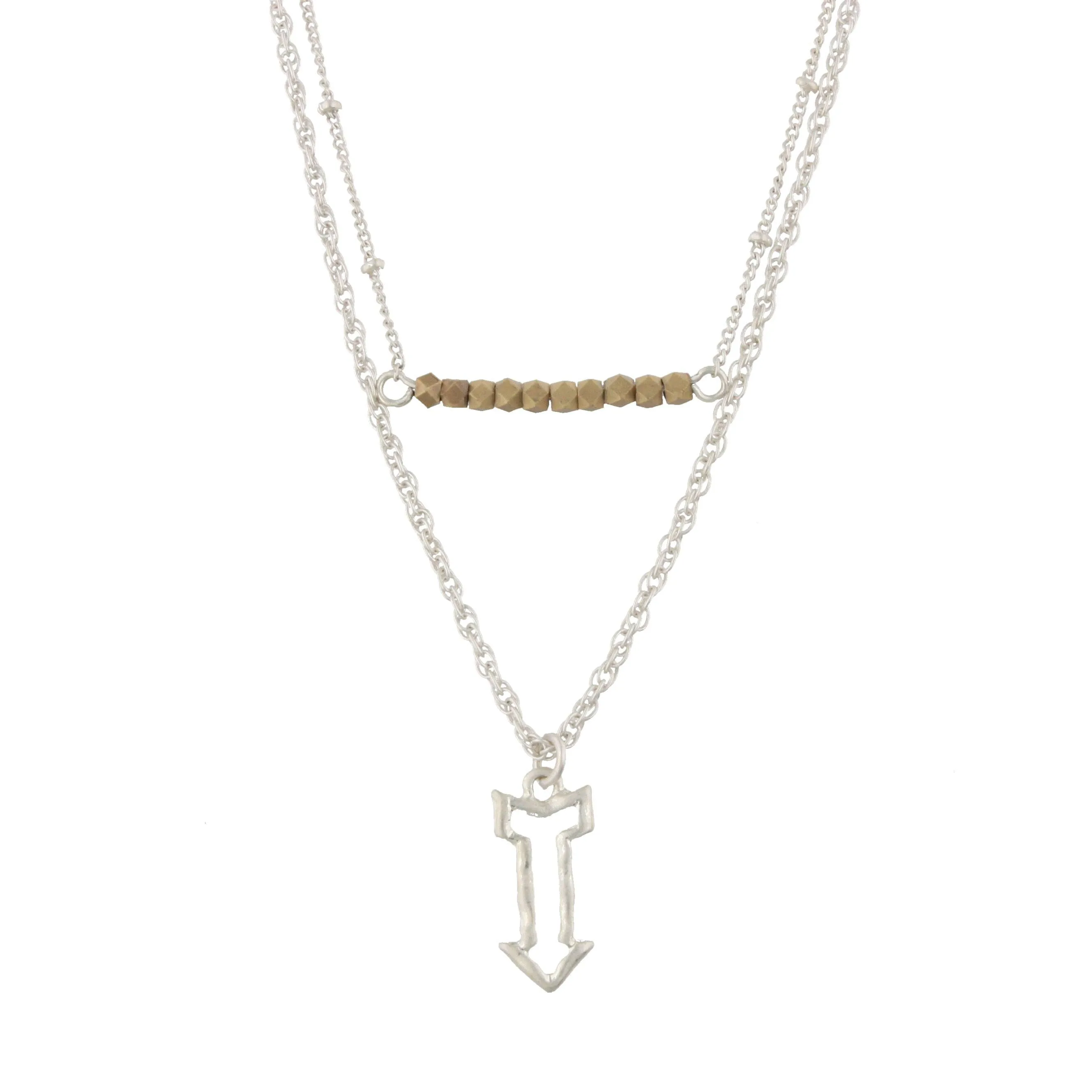 18" Silver Double Bar Necklace- Arrow, 3" Ext. sold by Charming Charlie