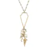 30" Grey and Gold Link Necklace with Deer Antler and Feather Dangles, 3" Ext. sold by Charming Charlie