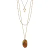 30" 3 Layer Necklace with Peach Link And Picture Jasper Stone, 3" Ext. sold by Charming Charlie