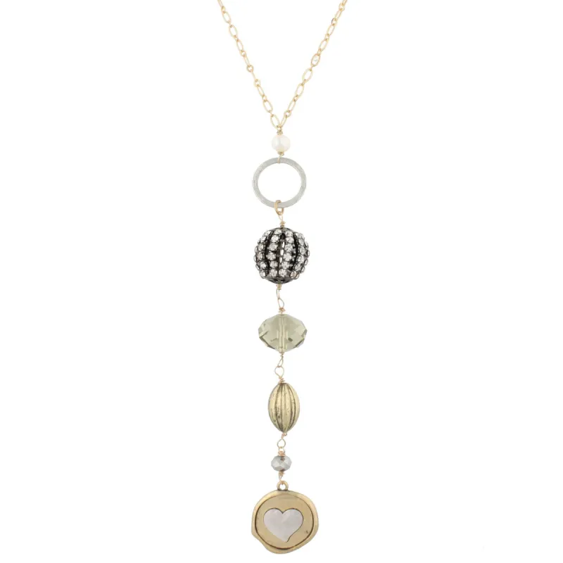 30" Gold Chain Necklace with Vintage Charm Dangles, 3" Ext.- Heart sold by Charming Charlie