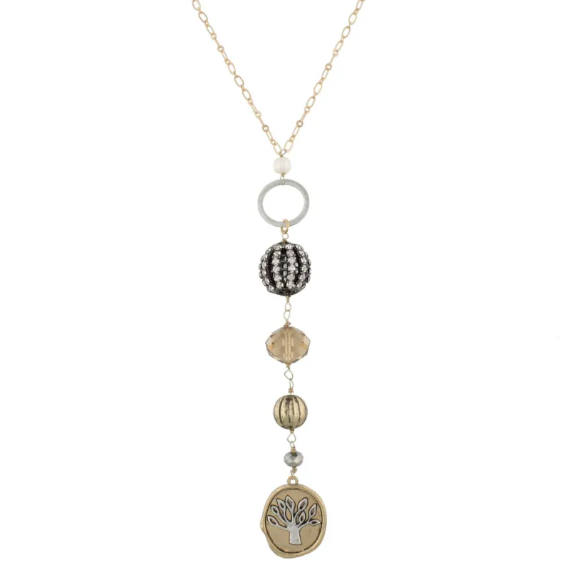 30" Gold Chain Necklace with Vintage Charm Dangles, 3" Ext.- Tree sold by Charming Charlie