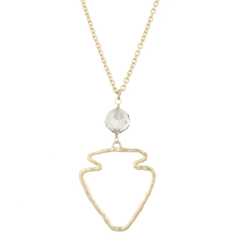 30" Gold Open Arrowhead Pendant with Black Diamond Bead, 3" Ext. sold by Charming Charlie